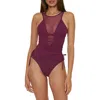 Becca Muse Cinched Mesh One-piece Swimsuit In Aubergine
