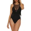 Becca Muse Cinched Mesh One-piece Swimsuit In Black