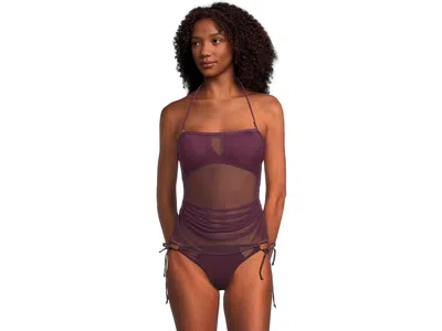 Becca Muse Hadlee Bandeau Mesh Overlay Tankini Top In Purple