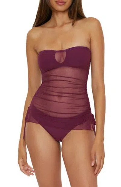 Becca Muse Stretch Mesh Multifit Tankini In Aubergine