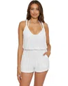 Becca Mykonos Romper Women's White Stretch Twisted Strap Swimwear Gbo582 In Multi