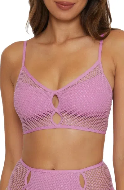 Becca Network Cami Bikini Top Women Malva Criss-cross Tie Swimwear Dsgl628 In Purple