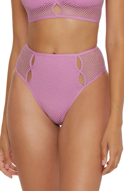 Becca Network Cutout High Waist Bikini Bottoms In Malva