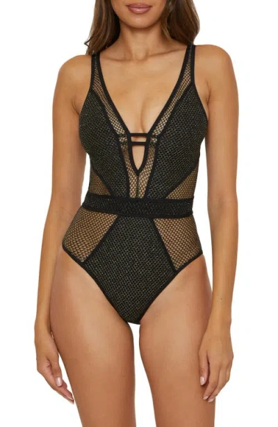 Becca Network Mesh One-piece Swimsuit In Black