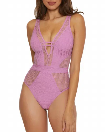 Becca Network Show And Tell Plunge One Piece Swimsuit In Malva In Pink