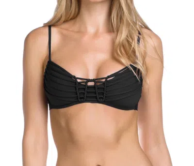 Becca No Strings Attached Macrame Bralette Bikini Top In Black