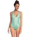 Becca Oragami Swimsuits Womens Aqua Sea Textured Knotted One Piece Red341 In Blue