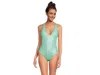 Becca Oragami Swimsuits Womens Aqua Sea Textured Knotted One Piece Red341 In Blue