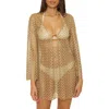 Becca Paradise Metallic Knit Cover-up Tunic In Antique Gold