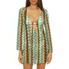 Becca Paradise Metallic Knit Cover-up Tunic In Grass Multi