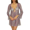 Becca Paradise Metallic Knit Cover-up Tunic In Olive Multi