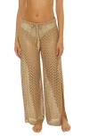 Becca Paradise Open Knit Cover-up Pants In Antique Go