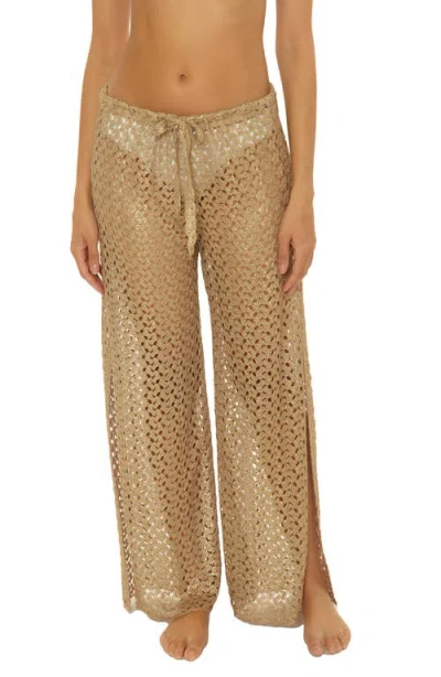 Becca Paradise Open Knit Cover-up Pants In Antique Go
