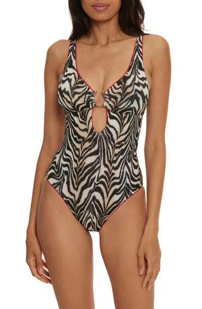 Becca Plunge One-piece Swimsuit In Zebra
