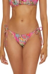 Becca Polynesia Side Tie Bikini Bottoms In Pink Multi