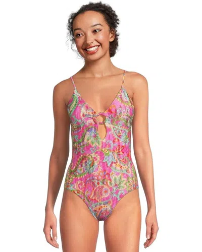 BECCA BECCA POLYNESIA SWIMSUITS WOMEN'S MULTICOLOR FLORAL ONE-PIECE SWIMWEAR BUU1064