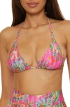 Becca Polynesia Triangle Bikini Top In Pink Multi