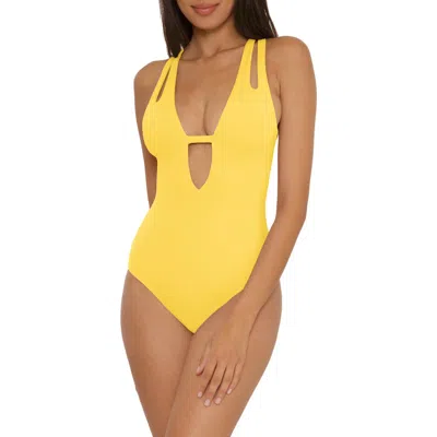 Becca Prism Cutout One-piece Swimsuit In Banana