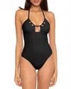 Becca Pucker Up Cutout Ribbed One Piece Swimsuit In Black