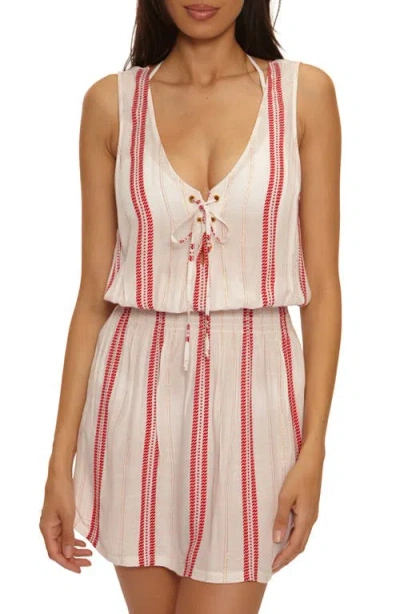 Becca Radiance Metallic Stripe Cover-up Dress In Neutral