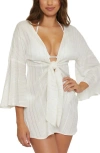 Becca Radiance V-neck Long Sleeve Cover-up Tunic In White