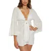 Becca Radiance V-neck Long Sleeve Cover-up Tunic In White