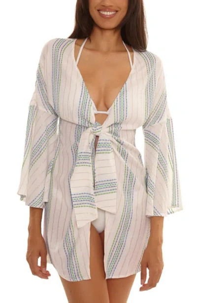 Becca Radiance V-neck Long Sleeve Cover-up Tunic In Multi