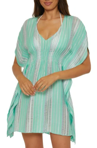 Becca Radiance Woven Cover-up Tunic In Aqua Sea/bellflower