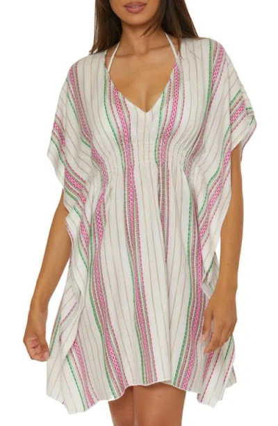 Becca Radiance Woven Cover-up Tunic In White,azalea Multi