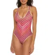 Becca Rainbow Sunset Metallic Stripe One-piece Swimsuit In Multi