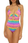 Becca Rio Metallic One-piece Swimsuit In Multi