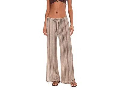Becca Seaside Crochet Knit Split Leg Pants In Brown