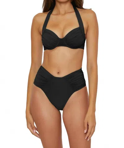 BECCA SHIRRED UNDERWIRE BIKINI TOP IN BLACK