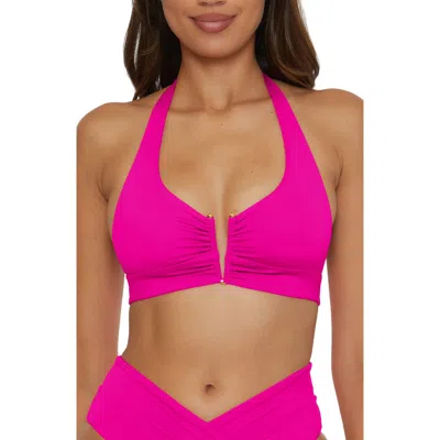 Becca Shirred V-wire Halter Bikini Top
