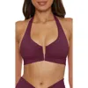 Becca Shirred V-wire Halter Bikini Top In Purple