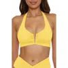 Becca Shirred V-wire Halter Bikini Top In Banana