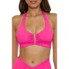 Becca Shirred V-wire Halter Bikini Top In Cosmopolitan
