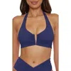 Becca Shirred V-wire Halter Bikini Top In Marina
