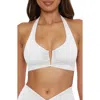 Becca Shirred V-wire Halter Bikini Top In White