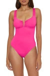 Becca Shirred V-wire One-piece Swimsuit In Cosmopolitan