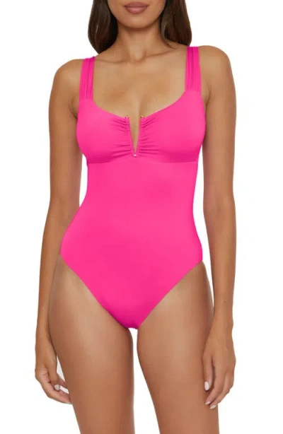 Becca Shirred V-wire One-piece Swimsuit In Cosmopolitan