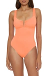 Becca Shirred V-wire One-piece Swimsuit In Nectar