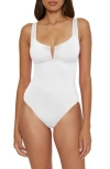 Becca Shirred V-wire One-piece Swimsuit In White