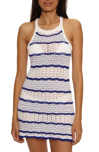 Becca Shore Break Pointelle Knit Cover-up Dress In Blue
