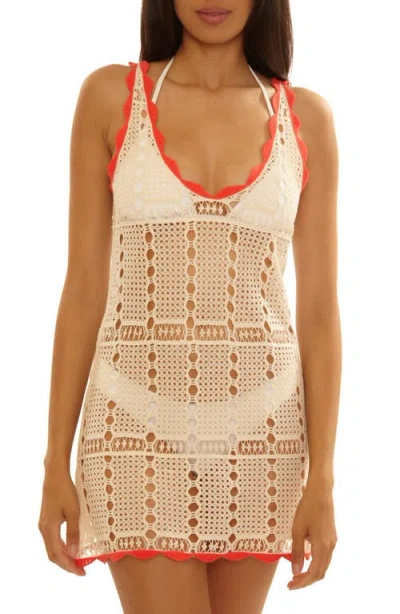 Becca Shoreline Open Stitch Cover-up Minidress In Neutral