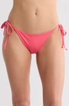 Becca Side Tie Bikini Bottoms In Hot Coral