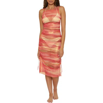 Becca Solar Energy Side Tie Midi Cover-up Dress In Multi