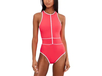 Becca Sport Mode Shannon High Neck Zip One-piece In Red
