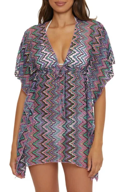 Becca Sundown Tie Front Cover-up Tunic In Blue