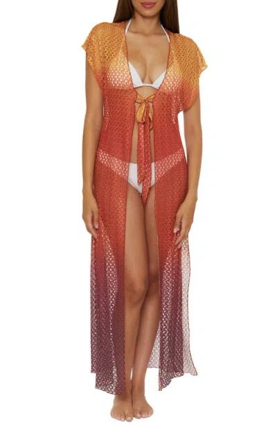 Becca Sunset Metallic Ombré Cover-up Robe In Fire/aubergine